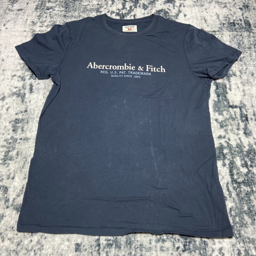Abercrombie Fitch Mens Medium‎ Navy Blue Graphic T Shirt Quality Since 1892